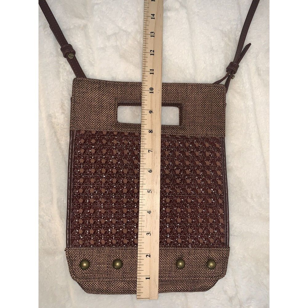 Anthropologie Crossbody Bag Womens Brown Woven Adjustable‎ Handle Spacious Beach - Picture 4 of 5